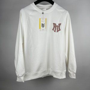 Minimalist White Designer Crewneck Sweatshirt with Signature Monogram
